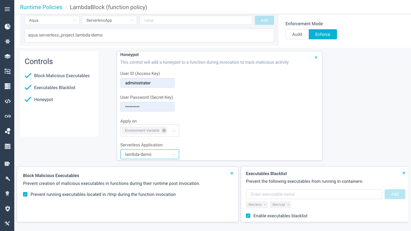 Protect AWS Lambda functions in runtime