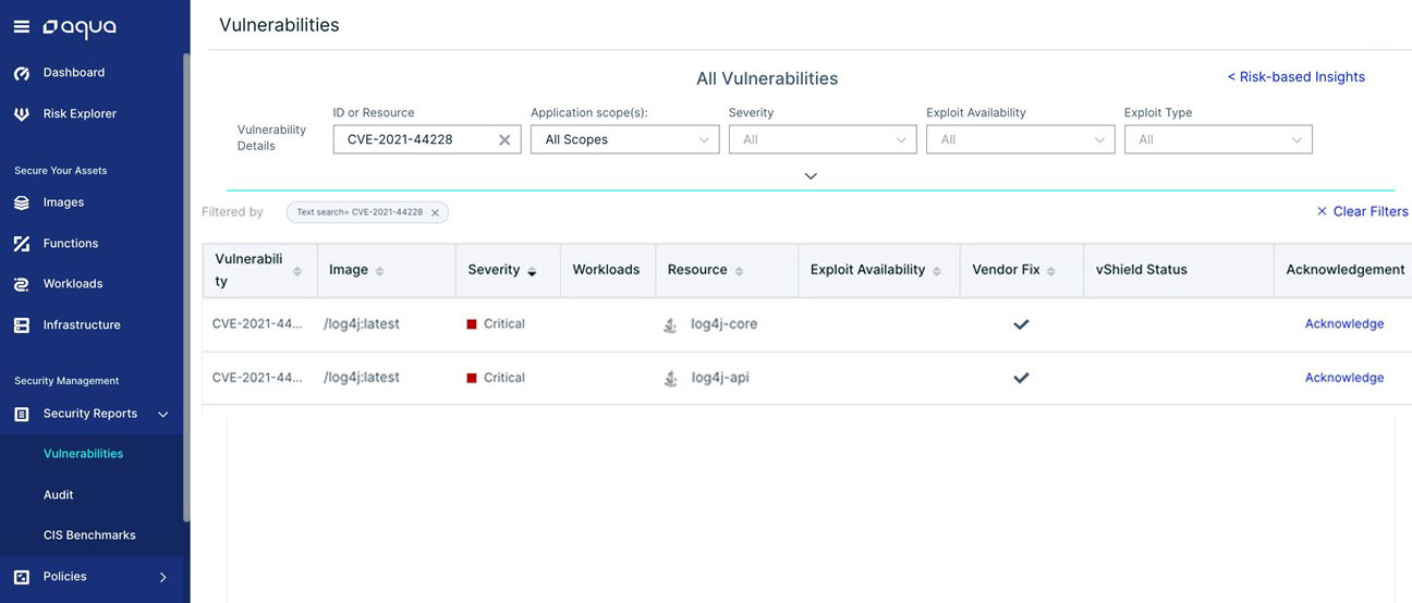 CVE-2021-44228 Log4Shell Vulnerability mitigation