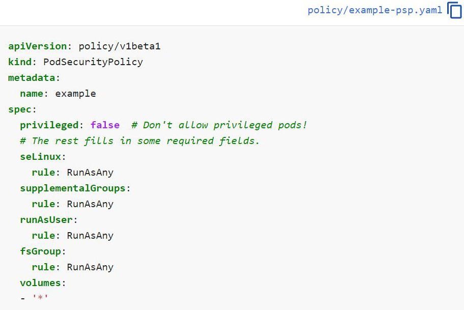 pod security policy resource