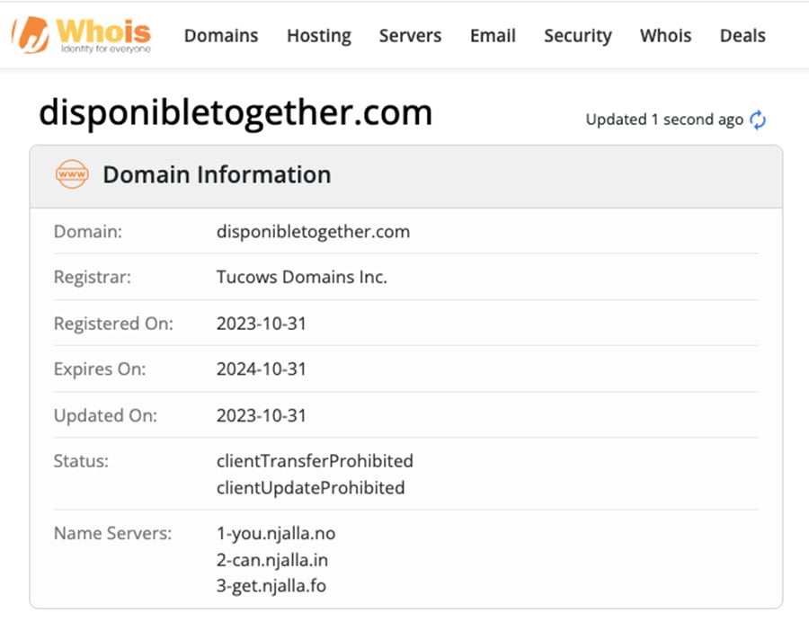 whois screenshot