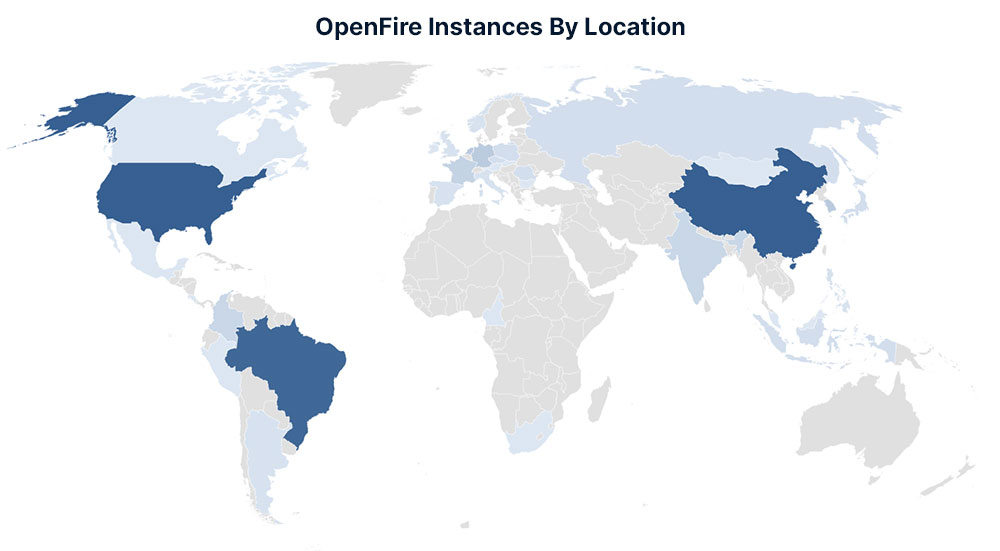 Openfire vulnerability instances Map
