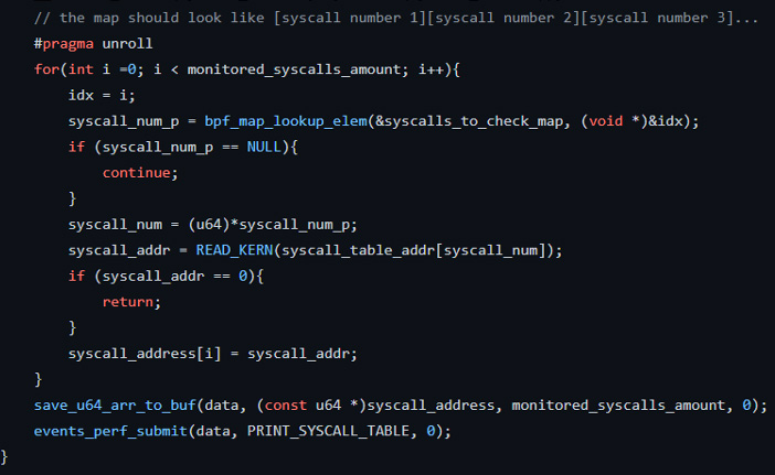by using READ_KERN(), fetch the address of the syscall table as