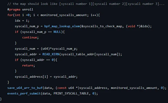 by using READ_KERN(), fetch the address of the syscall table as