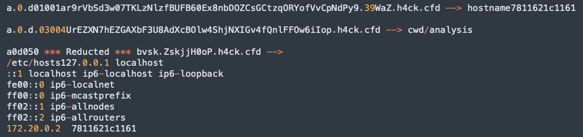 A decryption of some of the exfiltrated data taken from our traffic analysis