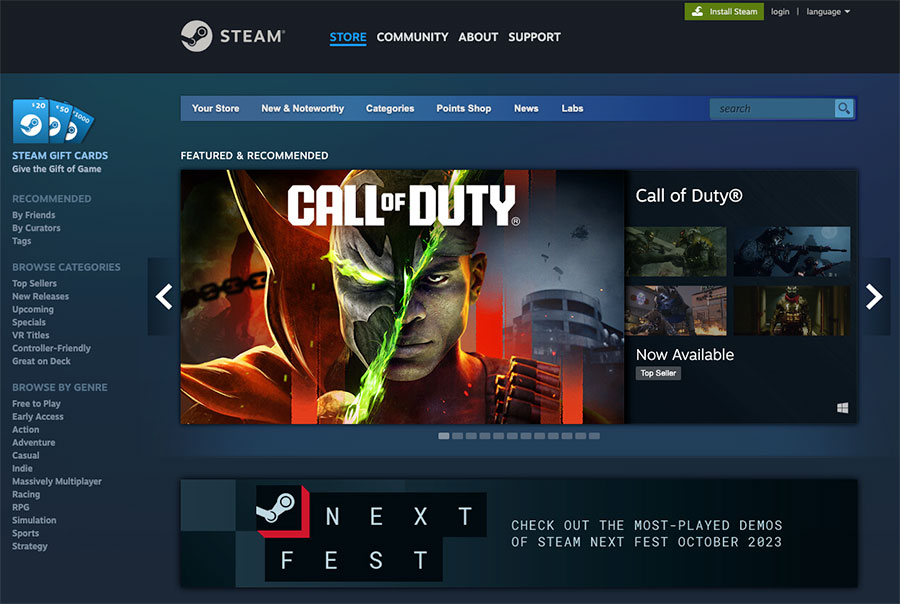 Steam Gaming Website