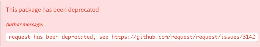 request deprecated message