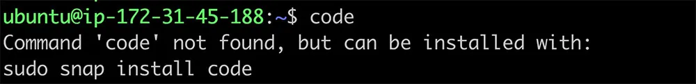 Recommendation to install the 'code' package via snap